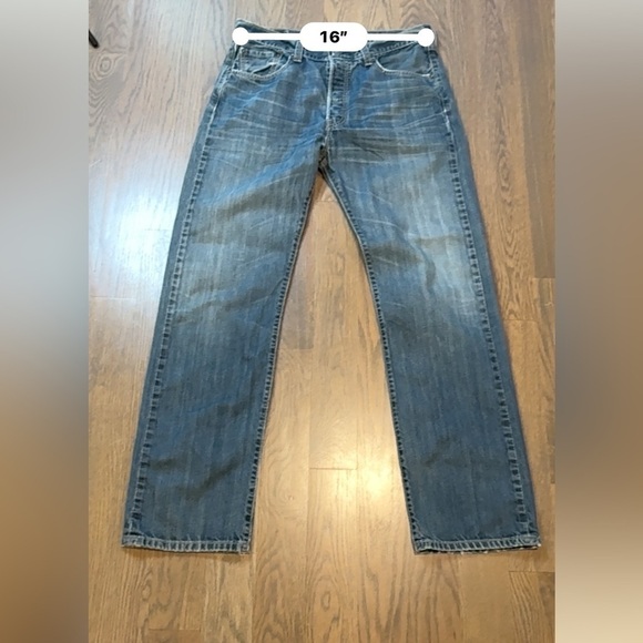 Levis Jeans Men's 34x32 501 Straight Leg Dark Wash Grey Denim Pants Adult y2k E - Picture 7 of 10